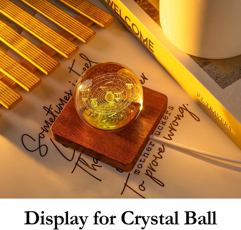 IFOLAINA LED Wood Light Base for Crystal Glass Art Crystal Sphere Holder Wooden Lamp Stand Base Multicolor Changing Square Lighted Base Pedestal for Resin Art Acrylic - Image 2